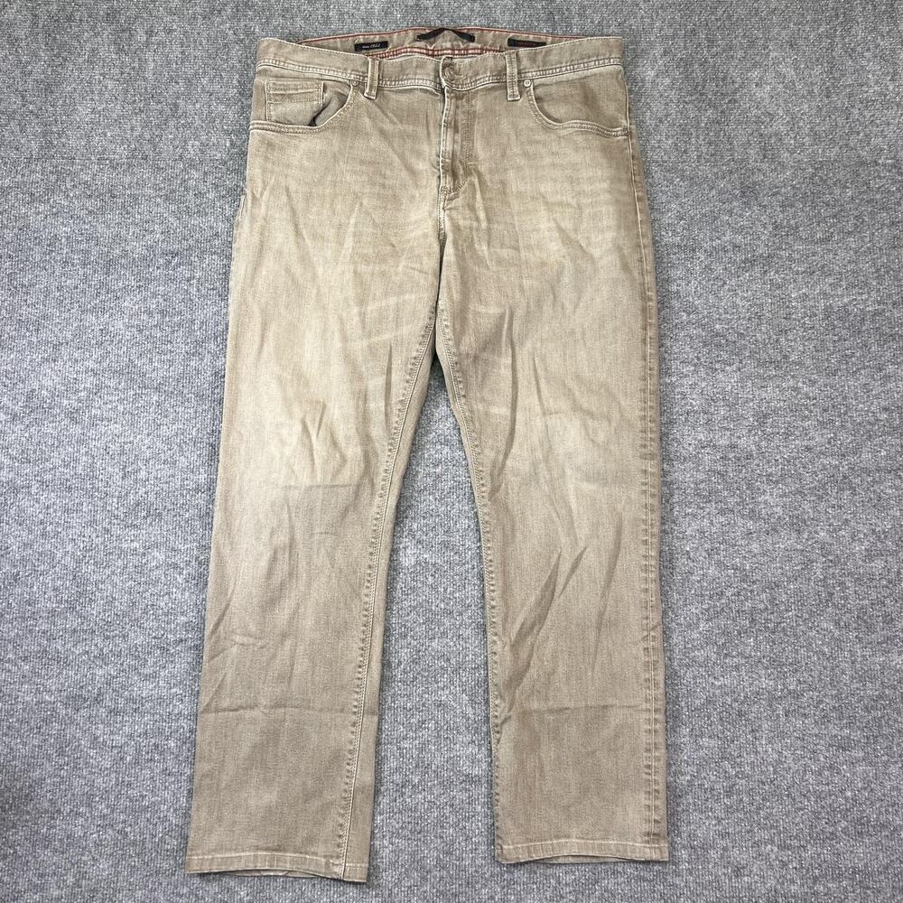 Alberto Modern Dynamic Superfit Stone Jeans Mens 35x34 Beige Stretch Straight